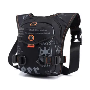 Holanew Men's Waterproof Nylon Drop Leg Bag - Lumbar Hip Bum Belt Waist Fanny Pack for Travel, Riding, Motorcycle - Large Capacity, Durable Strap Clips, Earphone Hole, Conceal Pockets - Ideal for Outdoor Activities, Camping, Shopping