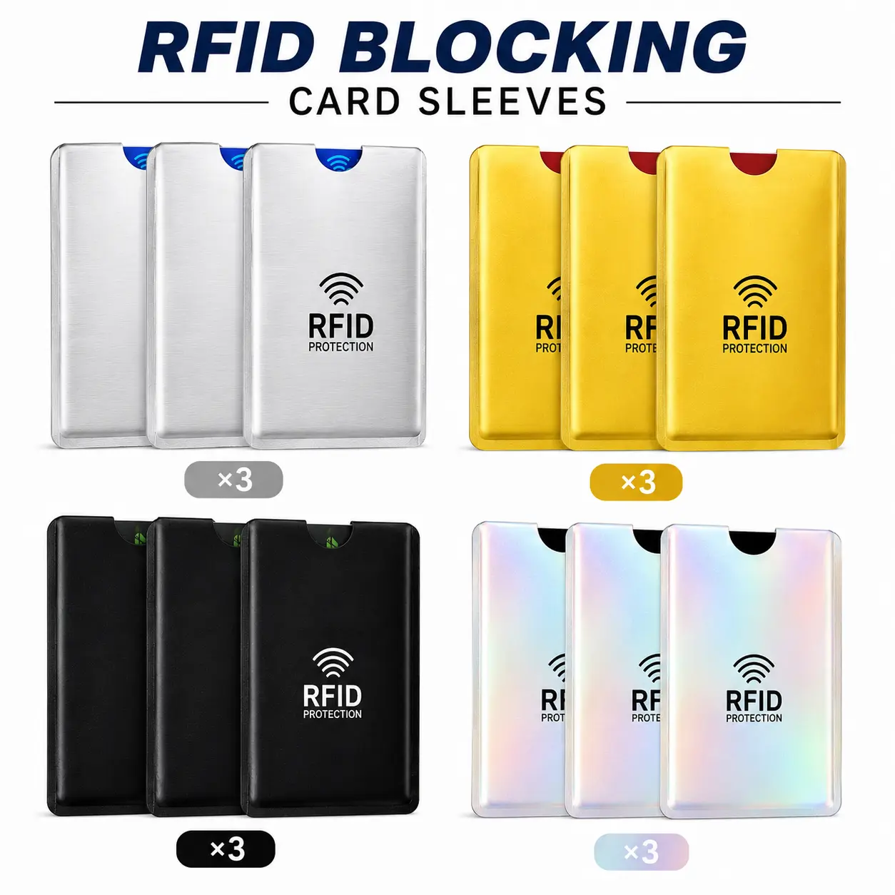 12-Pack RFID Blocking Sleeves for Credit Cards, Anti-Theft RFID Card Protectors, Slim Card Holders for Wallet & Travel