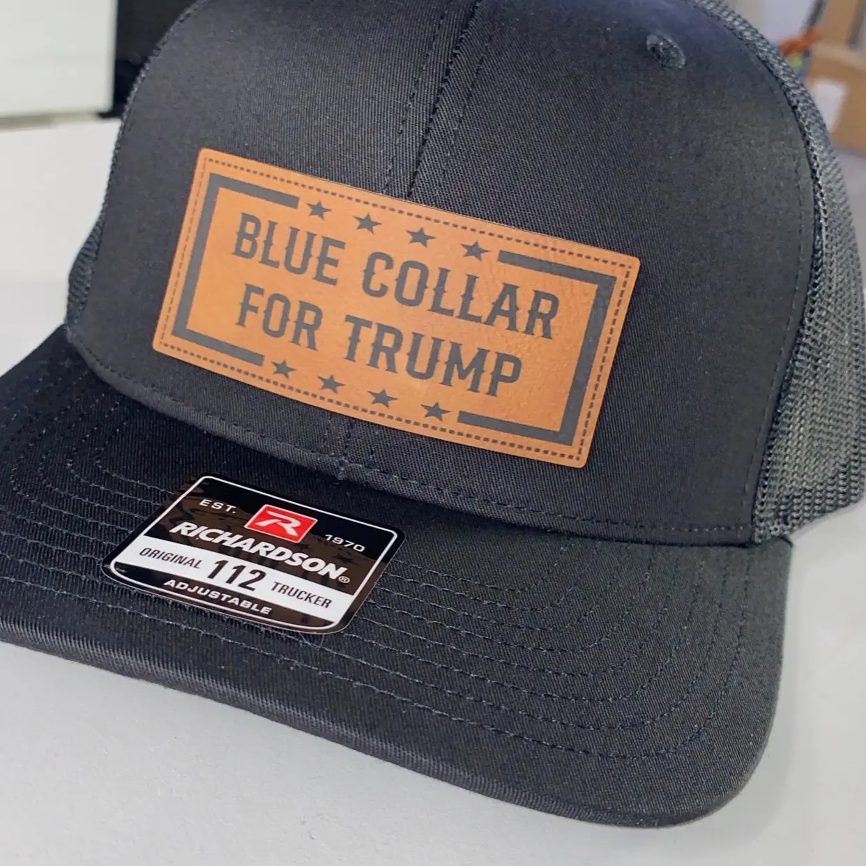 Black 112 SnapBack rawhide patch