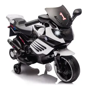 6V Kids Ride on Electric Motorcycle, Ride-On Toy with Treaded Tires, Horn, Headlight, Music & Training Wheels for Ages 3-6