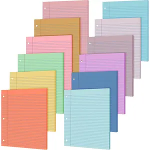 600 Sheets Colored Loose Leaf Paper 8.5" x 11" college ruled Lined 3 Hole Punched notebook Filler Paper for 3 Ring Binders Office School Supplies (Many Color)