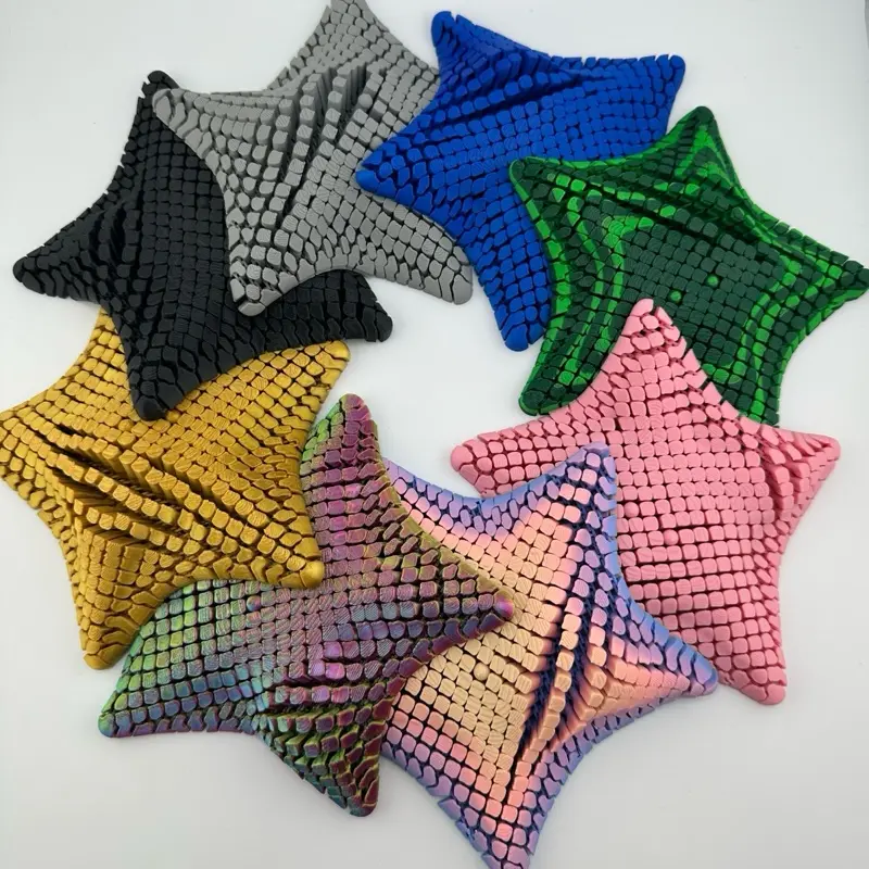 3D Printed Starfish Fidget Toy - Ocean-Themed Sensory Stress Reliever with Articulated Arms, Clicky Motion, 3D Printed Texture, Ocean Charm, Travel-Size Toy, Companion for Fidgeters, Home Decor Statue
