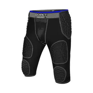Exxact Sports Combat 7-Pad Youth Football Girdle with Cup Pocket, Padded Compression Shorts with Integrated Pads, Boys Girdle Football(Y, Black Combat)