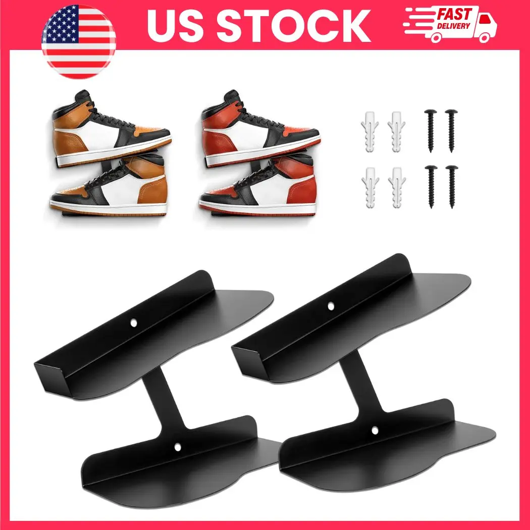 Floating Shoe Display Shelves 2 Pcs, Wall Mounted Sneaker Display Holders, H-Type Iron Shoe Wall Shelf for Sneaker Collection, Shoe Display Rack for Bedroom, Game Room, Living Room & Retail Display | floating shoe shelf,shoe display shelf, shoe collector