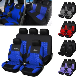 Full Set Car Seat Covers Universal, for Car Front & Rear 5 Seats, Embossed Polyester Cloth with Tire Track Details, Airbag Compatible, for passat b8 for audi a5 sportback for chevrolet, Car Interior Accessories