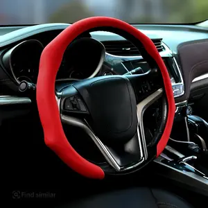 CAR PASSS 2025 Red Leather Steering Wheel Cover Quick Turn Non-Slip Breathable Ultra-Thin All-Season Use Modern Sport Design for Enhanced Driving Comfort