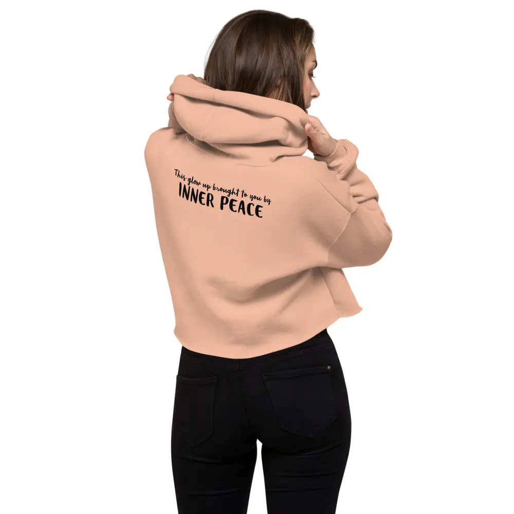 Inner Peace Crop Hoodie Peach