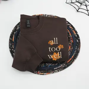 Falling Leaves Embroidered Sweatshirt | Autumn Leaves Crewneck Pullover | Cute Fall Foliage Embroidery Sweatshirt | Cozy Thanksgiving Fall Sweatshirt