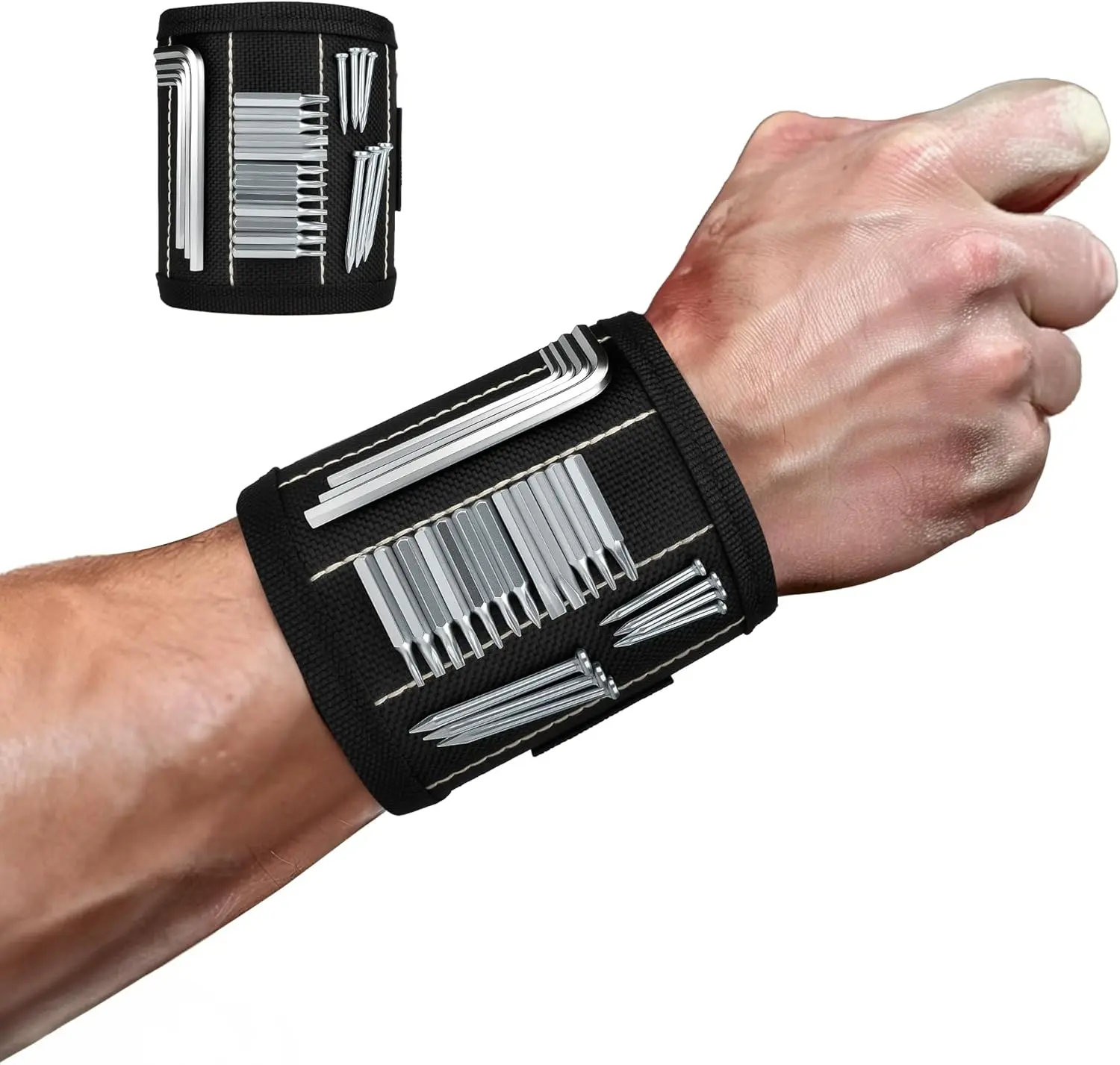 Nylon Magnetic Wristband for Holding Screws, Lightweight Magnets Holds Screws, Nails, Drill Bits - Great Gift for Dad, Husband, Craftsmen