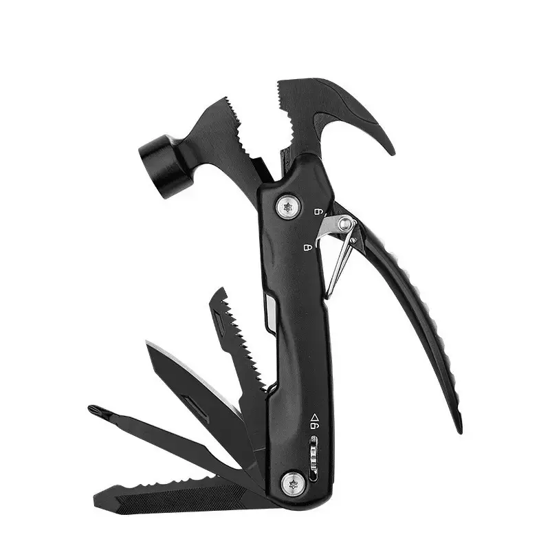 1× 12-in-1 Carbon Steel Tactical Hammer Multitool - 10.6oz Compact DIY Survival Tool with Maintenance Cloth, Premium Gift Box - Camping Accessory, Unique Birthday Gift for Men, None