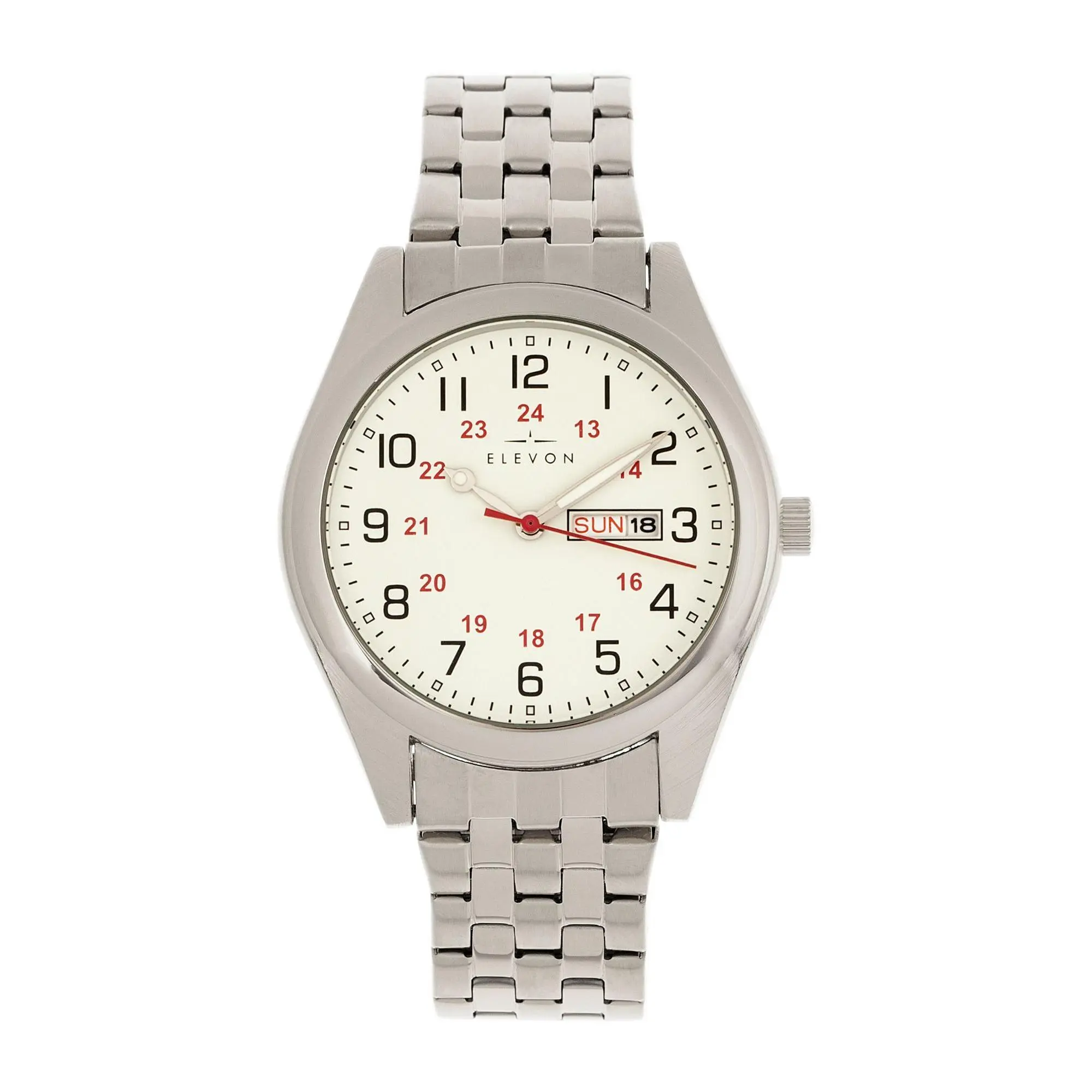 Elevon Men's Gann Silvertone White Dial Watch