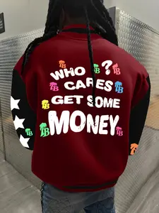 Men's Color Block Baseball Jacket, Retro Style Satin Sleeve Design, Streetwear Hip Hop Outerwear for All Seasons
