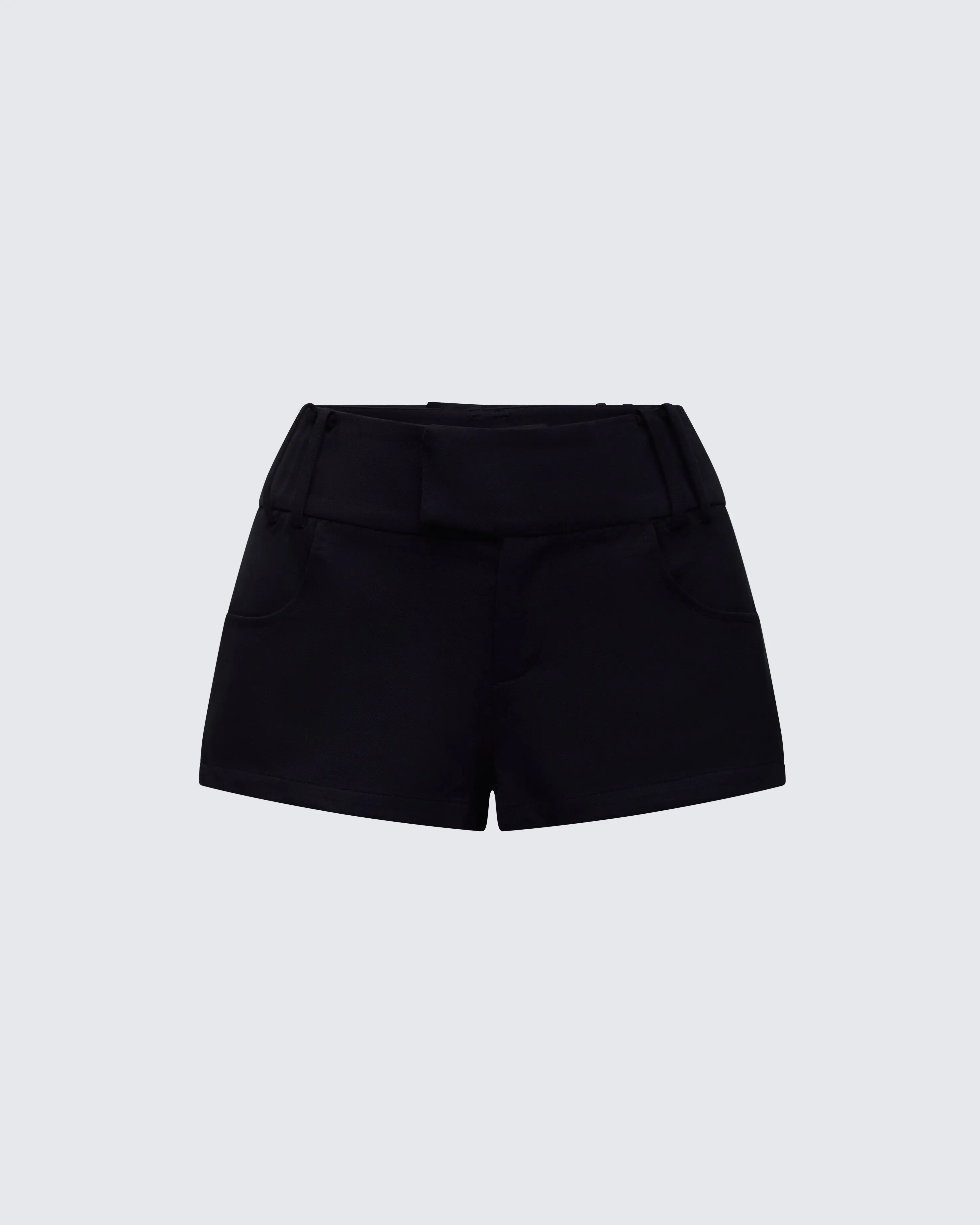 Women's High-Waist Tashi Black Polished Look Spandex Mini Shorts - Tiny Tailored Minimalist Bottoms for Leg Coverage