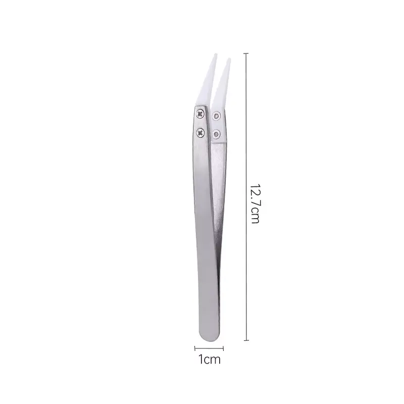 1200° Ceramic Tipped Stainless Steel Tweezers Tips Heat Pointed Resistant Tweezer Electronic Soldering Tweezers Fine Pointed Tip NONE