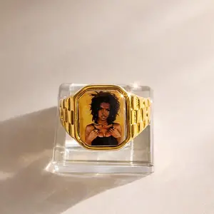 Lauryn Hill Tribute Ring Gold-tone Signet Style Ring Inspired by Lauryn Hill’s Music for Self-Love and Healing Smooth Polished Finish Lightweight Comfortable Everyday Wear Statement Piece