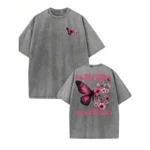Washed Butterfly Graphic Oversized T-Shirt - Inspirational "God Turns Broken Pieces Into Masterpieces" Design, Soft Cotton Blend, Casual Streetwear Tee - Perfect for Everyday Wear, Inspirational Gift for Friends and Family, Summer Fashion M boyfriend  tee