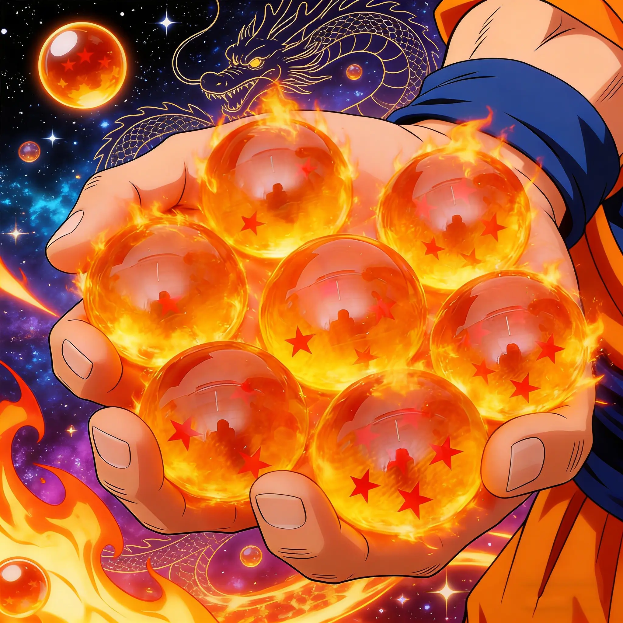 DBZ Inspired 7-Piece Transparent Resin Star Pattern Crystal Ball Set (36mm, Acrylic), Gift Box Included, Anime Decor for Collectors & Anime Fans, Fantasy