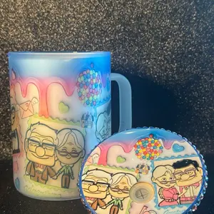 Carl & Ellie 17oz Mug With Customized Lid & Rhinestones.