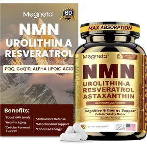 Megneta NMN 10-1 Complex, Pure NMN 600 mg with Resveratrol, CoQ10, PQQ, Urolithin A, and Astaxanthin | NAD+ Supplement Precursor | Supports Cellular Energy and NAD+ Levels
