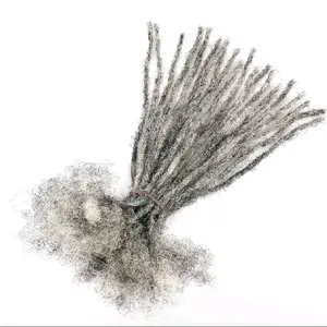 Afro thinky Kings and Queens Microlcs Extensions salt and Pepper 0.2cm Human Hair 10 locs Per Bundle Handmade for length or Repair 10 locs per order