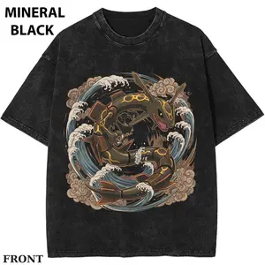 Pokebon Rayquaz T-shirt, Anime PKM Shirt, Dragon Wave Graphic Tee, Ocean Mythology Shirt, Japanese Wave Art Aesthetic, Fantasy Beast Outfit Womenswear Top Love Tshirt