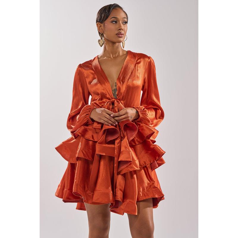 ARIANA SATIN RUFFLED MINI DRESS