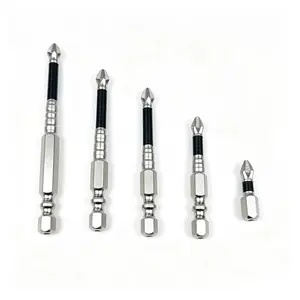 High Magnetic Screwdriver Bit Set 5PCS K5 Impact-Resistant Anti-Slip S2 Steel Drill Bits for Cordless & Electric Drills S2 High-Hardness Magnetic Crosshead