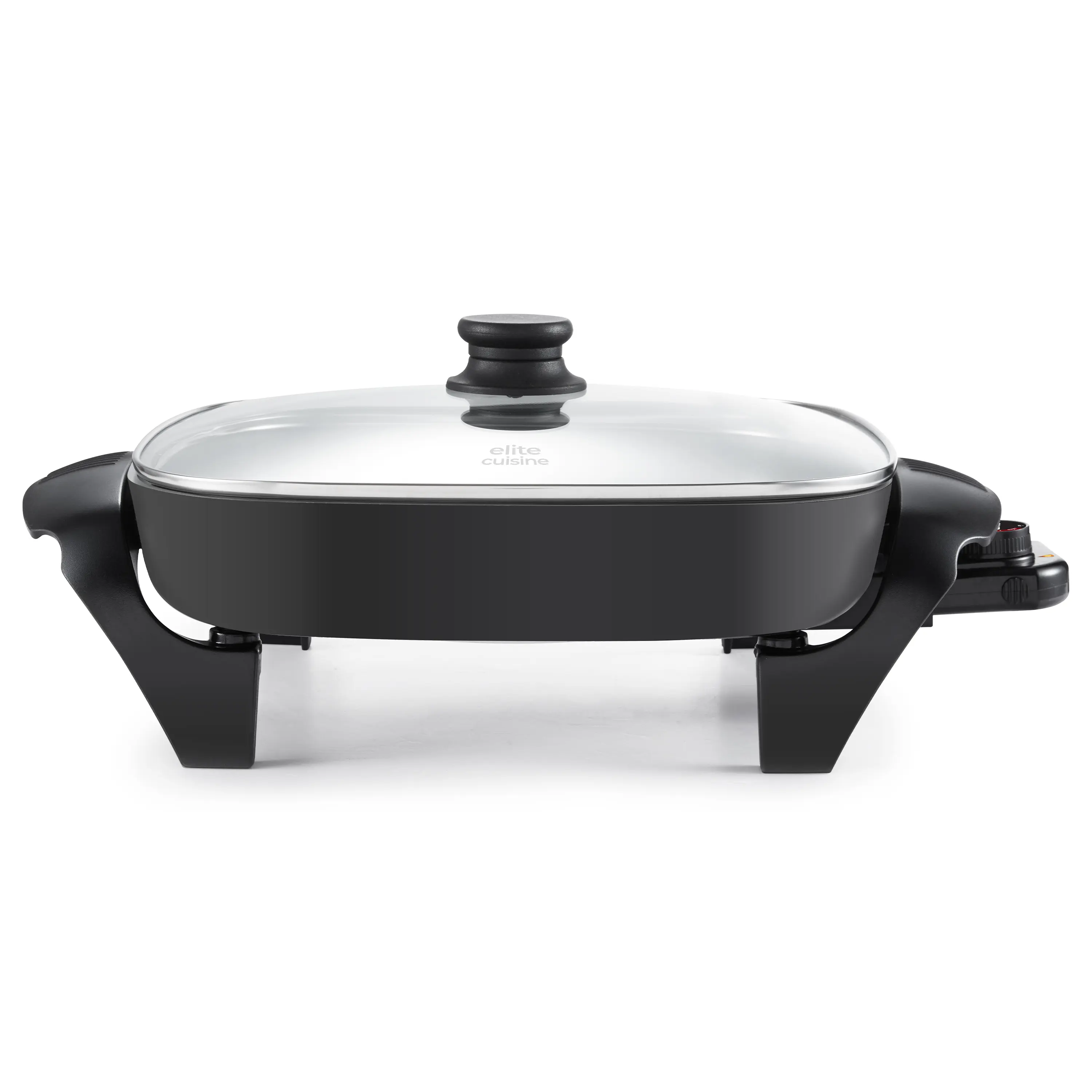 Elite Cuisine EG2621 12" Ceramic Electric Skillet With Tempered Glass Lid