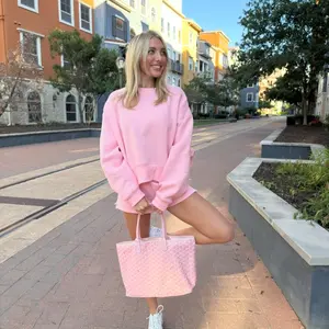 Bubble Gum Pink Sweat Short Set - Cozy Loose Fit Pullover & Short Set for Everyday Comfort