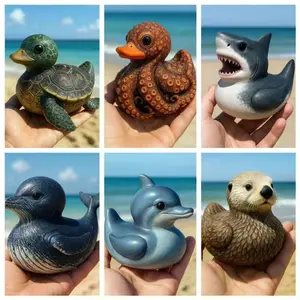 Sea Creature Duck Resin Statue Dolphin Octopus Whale Themed Decor, Ocean Style Home Decor Accessory, Home Art Gift