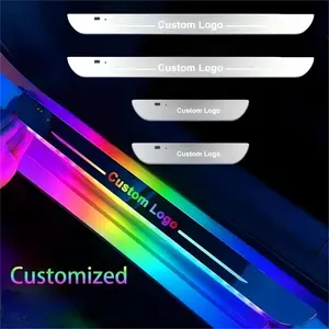 Customized Universal Car USB Door Sill Light Threshold Lamp Logo Projector Lamp Power Moving RGB Welcome Plate Pedal Light Protect Car Doors waterproof