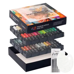 Acrylic Paint Set, 48 Colors Acrylic Paint Set with Paint Brushes & Palette, Non-toxic Art Painting Pigment for Graffiti, Art Supplies, Diy Painting Supplies