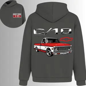 C10 Classic Lowered Chevy Truck Hoodie, 2 Sides, Vintage Bagged Pickup Pullover