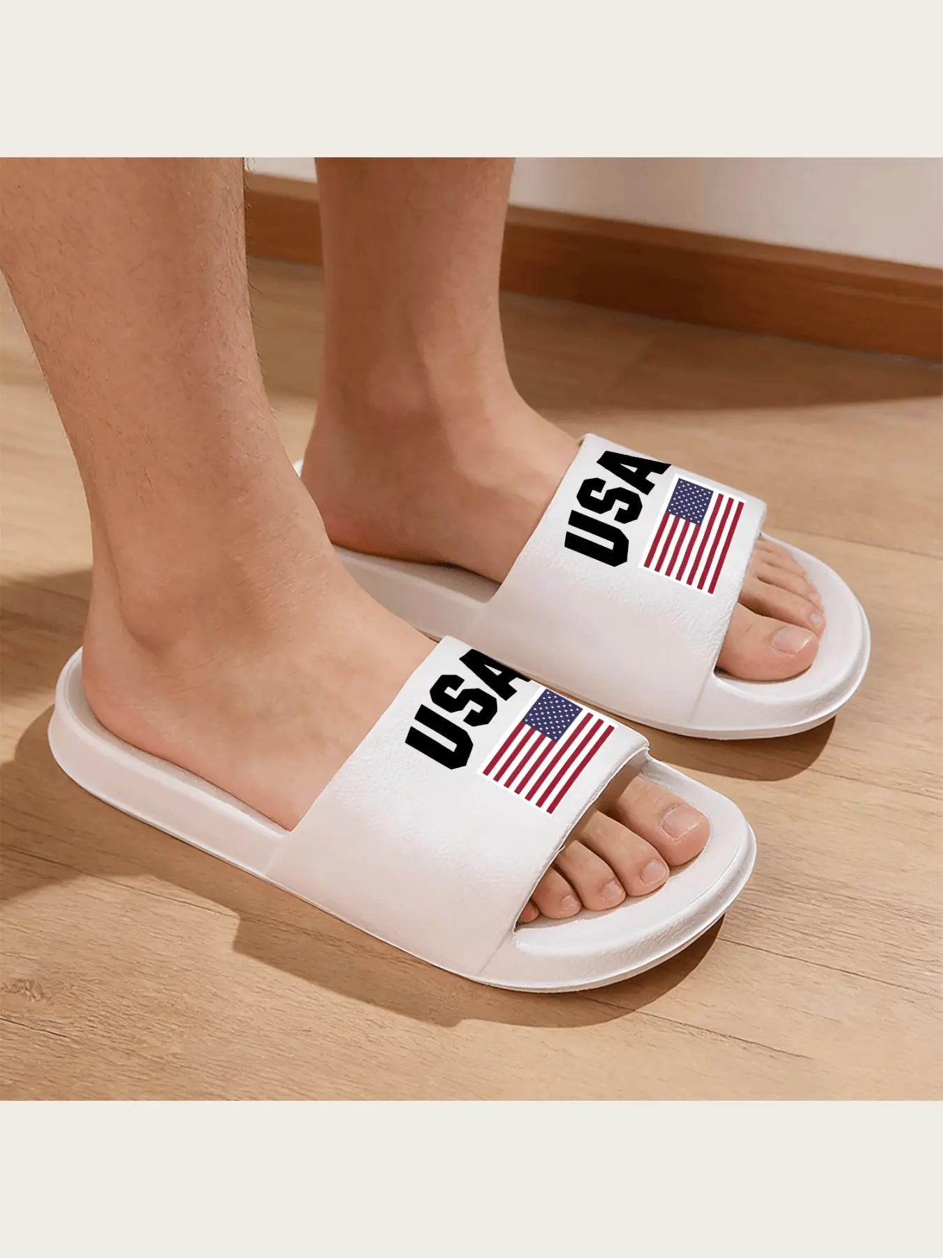 Unisex American Flag Print Slippers Comfortable Indoor Outdoor Non Slip House Shoes for Men Women Soft Sole Casual Home Slippers USA Patriotic Footwear Lightweight Breathable Open Toe Sandals