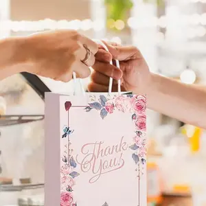 4pcs/8pcs/16pcs Gift Bags Floral Series Handheld Bag High-End Feel Birthday Gifts Appreciation Gifts Cowhide Paper Bag