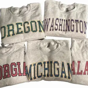 College Varsity Retro Sweatshirt Gray Long Sleeve 50% Cotton 50% Polyester Ash Gray  KT3