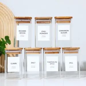 Trending 24 PCS Square Seasoning Jars Pepper Bottle Pepper Powder Bottle 240ml Glass Salt Jars Organiser Canister