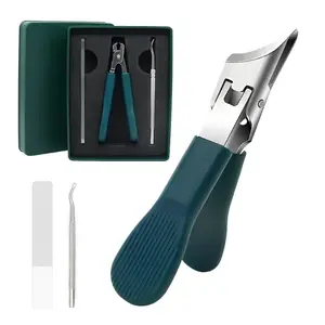 Pedicure Essential 3-Piece Green Eagle Beak Nail Clipper Set - Stainless Steel, Durable & Practical for Home Travel Nata