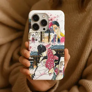 Demon Slayer love story Anime Phone Case, Akaza & Koyuki Inspired Tough Case Cover, Kimetsu no Yaiba Japanese Case for lPhone 16 15 14 13 12 17 Air pro max SS23 24 25, Gift for Fan