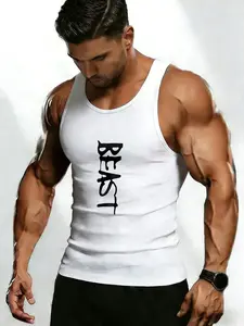 Men's Ribbed Tight-Fitting Vest, High Elastic Breathable Fabric, Slim Fit Muscle Show, Gym Training, Daily Wear, Fitness Workout Vest
