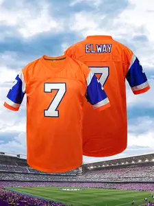 Men's Stitched Denver #2 Football Jersey, Jersey Shirts, Sporty Loose-Fit Long Sleeve T-Shirt, Breathable Casual Wear for All Seasons