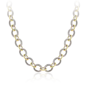 Mytys Two Tone Necklaces for Women Gold and Silver Chunky Necklace Gold Plated Twist Vintage Mixed Metal Jewelry Gifts