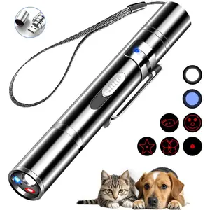 Laser Pointer Cat Toys, Cat Laser Pointer Toy with 3 Light Modes, 5 Adjustable Patterns, USB Portable Charging, Multifunctional Portable Interactive Cat Toy