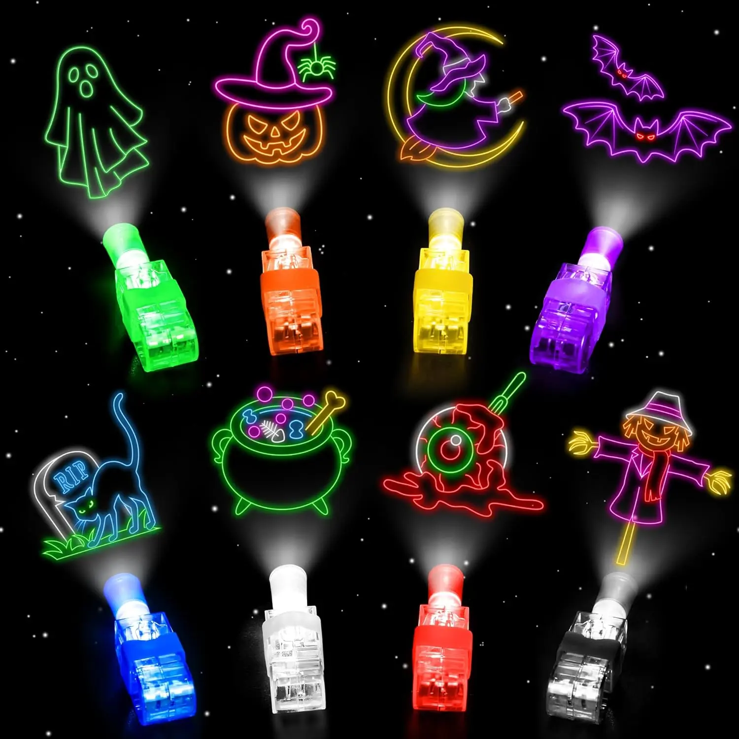 Summer Gift 40 Pcs Halloween Party Favors Finger Lights for Kids, Halloween Light Up Toys Bulk Glow in the Dark Halloween Treats Non Candy Goodie Bag Fillers Basket Stuffers Classroom Prizes Trick or Treat Gift