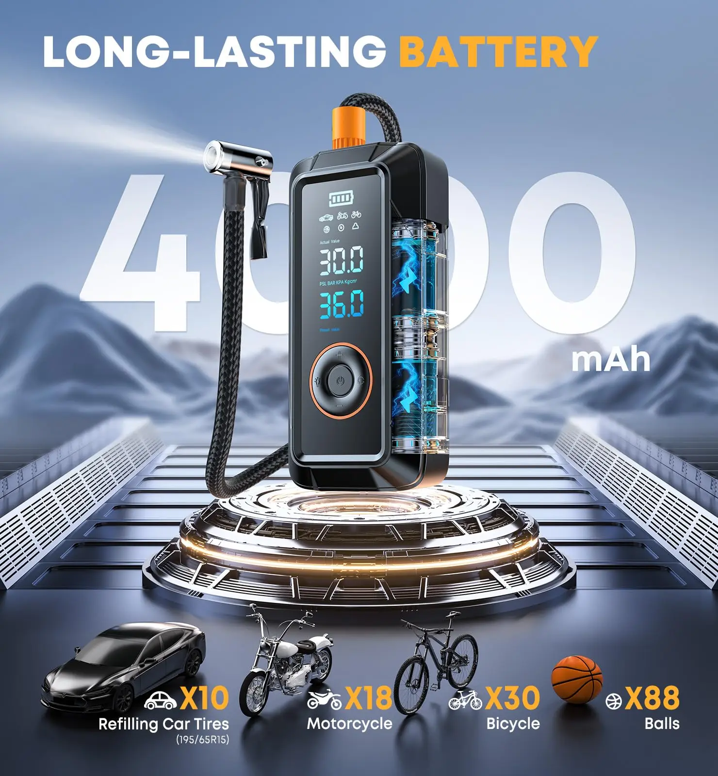 Cordless Portable Tire Inflator (12V & Auto Shut-Off)