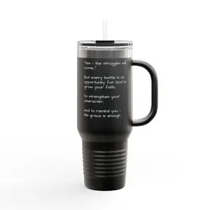 Insulated Travel Mug, Inspirational Quote, 40oz Coffee Cup, Reusable Straw Tumbler, Gifts for Travelers, Birthday Present