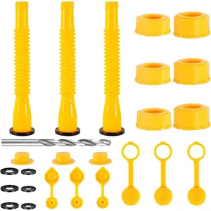 Gas Can Spout Replacement, Gas Can Nozzle, Flexible Pour Nozzle Suitable for  1/2/5/10 Gal Oil Cans,  Can Spout Replacement with Gas Tank Vent (3 Kits-Yellow)