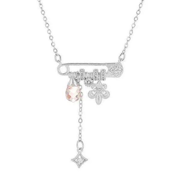Non Tarnish Safety Pin Charm Necklace for Women - Retro Y2K Dangle Collarbone Chain, Aesthetic Necklace Stack Jewelry, Gifts for Girlfriend Her MIULUNA