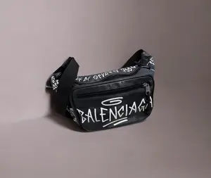 Pre-owned Balenciaga As Seen On Screen As Seen On Screen M002 Bum Bag Graffiti Black & White ️ $1399