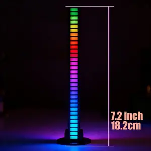 RGB 32-Bit Sound Reactive LED Equalizer Bar Horizontal Vertical Music Rhythm Light Bar for Car Interior Gaming Setup Decorative Atmosphere Lighting